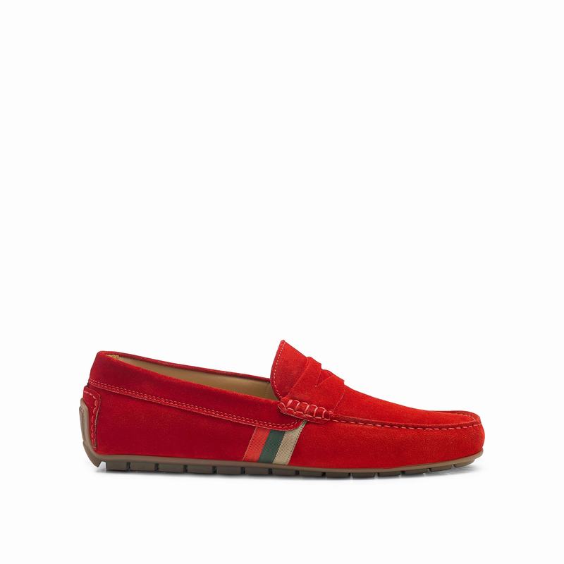 Russell & Bromley Soft Wear Mens Driving Loafers Red |TBN9457NX|